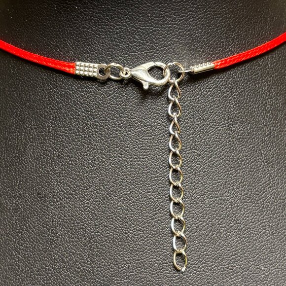 π sale! π NEW Ruby red enamel dragonfly necklace with red woven neck cord - Picture 3 of 4